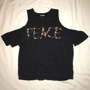 PEACE Cut Out Shoulder Tee